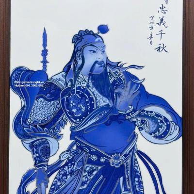 TRANH SỨ KHUNG GỖ – TÍCH QUAN CÔNG MEN CHÀM